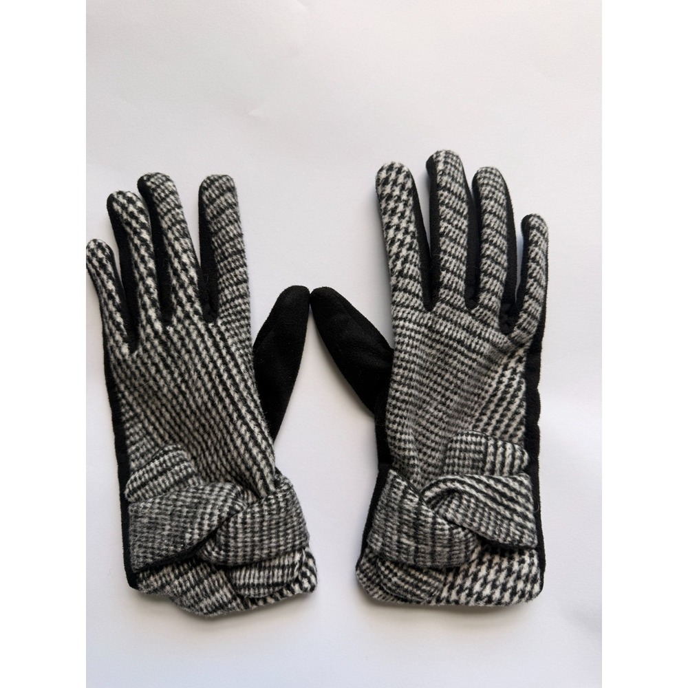 Arianna by Howard's Black Houndstooth Bow Dressy Women's Gloves